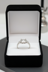 Radiant-Cut Three-Stone Ring with Trillion Sides