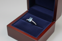 Emerald-Cut Blue Topaz Pavé Band Ring