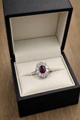 Ruby & Diamond Halo Statement Ring