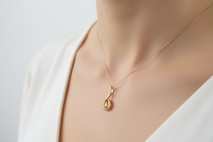 Pear Citrine Modern Pendant | Sculpted Gold Drop