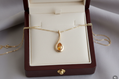 Pear Citrine Modern Pendant | Sculpted Gold Drop
