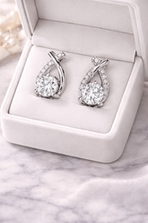 Twist Swirl Lab-Grown Diamond Drop Earrings-CT(Lab-Grown) - 1.50 CT