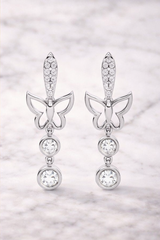 Butterfly-Double-Bezel Drop Earrings- Lab(CT) - 1.40 CT