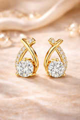 Twist Swirl Lab-Grown Diamond Drop Earrings-CT(Lab-Grown) - 1.50 CT