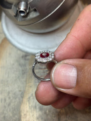 Ruby & Diamond Halo Statement Ring