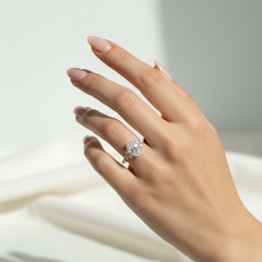 Oval Cut Lab-Grown Diamond Three-Stone Engagement Ring – 18K Yellow Gold