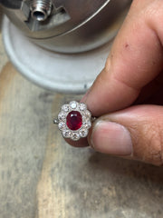 Ruby & Diamond Halo Statement Ring