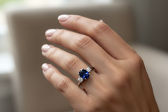 Blue Sapphire & Lab-Grown Diamond Ring
