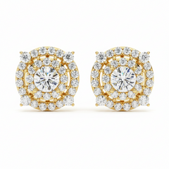 Double Halo Cluster Stud Earrings | High Sparkle