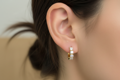 Row Diamond Huggie Hoops | Classic Sparkle