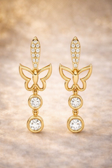 Butterfly-Double-Bezel Drop Earrings- Lab(CT) - 1.40 CT
