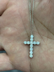 Lab-Grown Diamond Cross Necklace – 18K White Gold