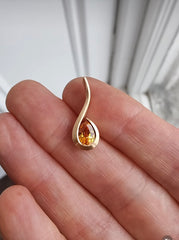 Pear Citrine Modern Pendant | Sculpted Gold Drop