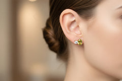 Peridot + Diamond Cluster Stud Earrings
