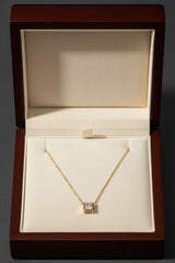 Square Solitaire Diamond Necklace | Yellow Gold