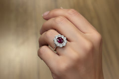 Ruby & Diamond Halo Statement Ring