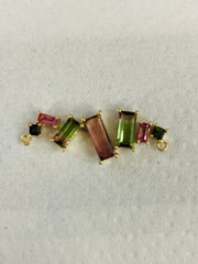 Watermelon Tourmaline Baguette Bar Connector