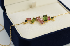 Watermelon Tourmaline Baguette Bar Connector