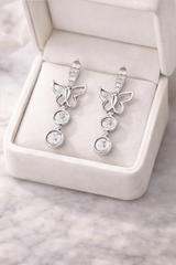 Butterfly-Double-Bezel Drop Earrings- Lab(CT) - 1.40 CT