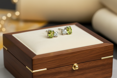 Peridot + Diamond Cluster Stud Earrings
