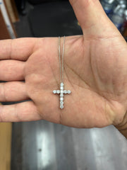 Lab-Grown Diamond Cross Necklace – 18K White Gold