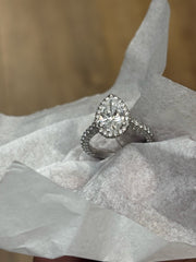 Pear Halo Pavé Solitaire Engagement Ring