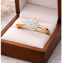Round Halo Solitaire Engagement Ring 1.25 ct