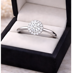 Round Halo Solitaire Engagement Ring 1.25 ct