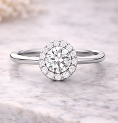 Round Halo Solitaire Engagement Ring 1.25 ct