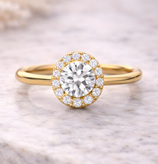 Round Halo Solitaire Engagement Ring 1.25 ct